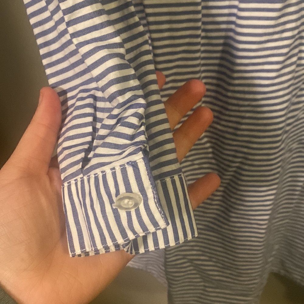 Womens Blue and White Striped Button Up Collared Dress Size Medium NWOT - Picture 7 of 13